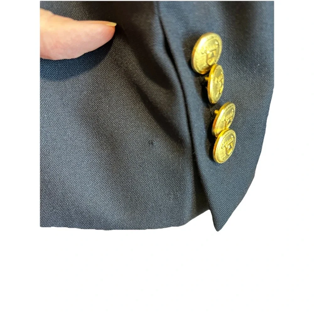 Ralph Lauren Chaps Blazer Mens 44L Blue Wool Gold Button Sport Coat Made Canada